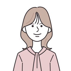 ボウタイを着たミディアムヘアの女性