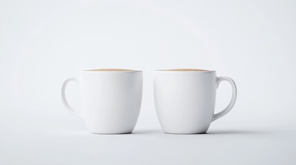 Two plain white coffee mugs