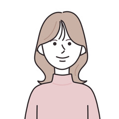 タートルネックを着たミディアムヘアの女性