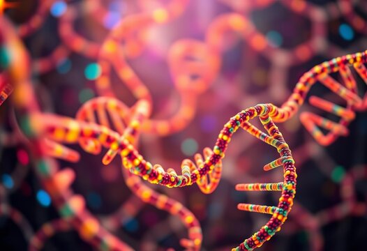 Abstract network of DNA strands and binary code, computer science,  pharmaceutical