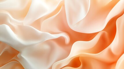 Obraz premium Abstract Fabric Flowing Texture in Cream and Orange Shades Presentation