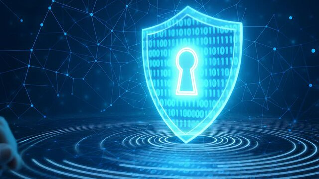 Digital Cybersecurity Protection with Shield and Binary Code for Data Security and Privacy

