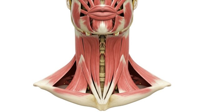 Detailed 3D Render Of Human Neck And Facial Muscle Anatomy