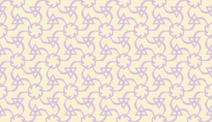 Pattern with polygonal geometric elements. Vector illustration. Template for wallpaper, interior design, decoration, scrapbooking page. Purple light orange color. seamless
