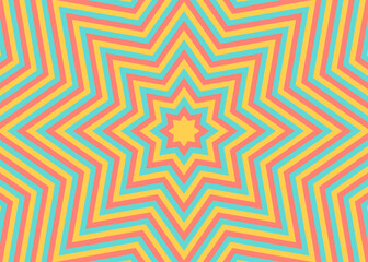 同心状の星形のイメージ背景、八角星、ポップなデザイン