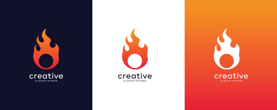 flame, initial letter O fire vector design logo inspiration 