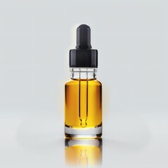 Naklejka premium Facial oil dropper bottle with yellow serum on white background