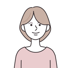 ボートネックを着たボブヘアの女性