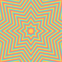 同心状の星形のイメージ背景、八角星、ポップなデザイン、正方形サイズ