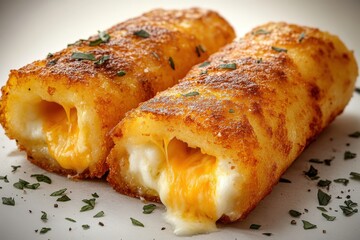 Crispy golden rolls filled with melted cheese