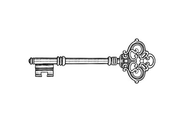 vintage style key drawing illustration