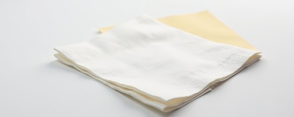 Obraz premium Close up of single paper napkin on white surface, disposable, hygiene
