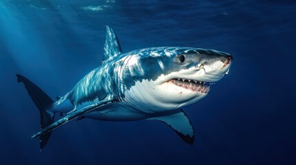 Fototapeta premium Great white shark underwater predator