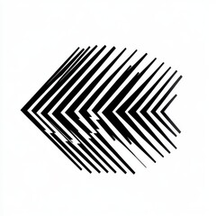 Graphic arrangement of chevron shapes in black and white design on transparent background