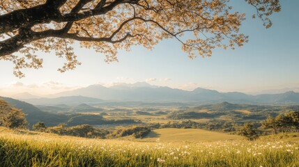 Obraz premium Breathtaking sunset hike mountain range scenic photography natural landscape elevated perspective wide scenic views standard