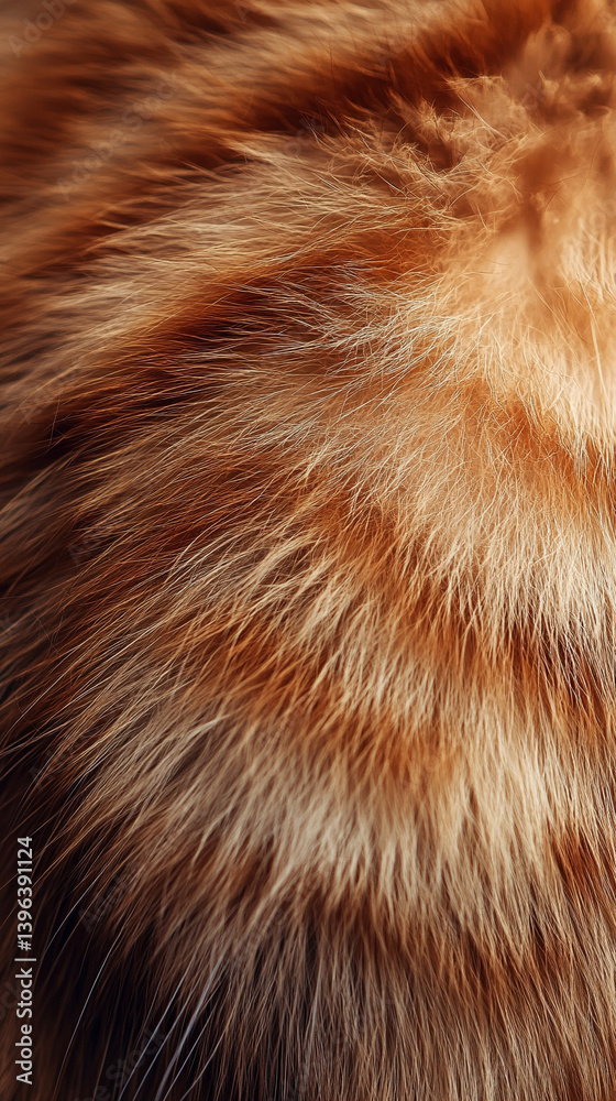 Wall mural close-up of calico or tortoiseshell cat fur texture, showcasing the intricate patterns and vibrant c
