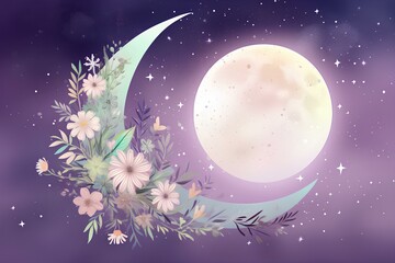 Naklejka premium moon and stars