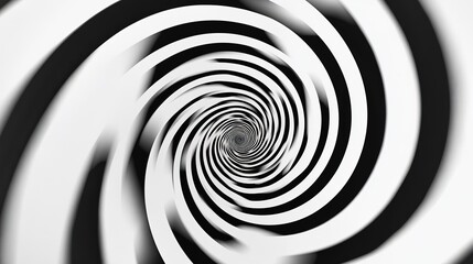 Abstract Black and White Spiral Background with Swirling Radial Pattern