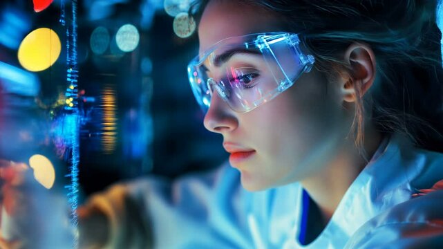 Dedicated and focused scientist working in a cutting-edge high-tech laboratory environment for research