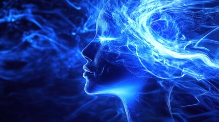 Abstract Expression of Tears Transforming into Blue Energy Rivers