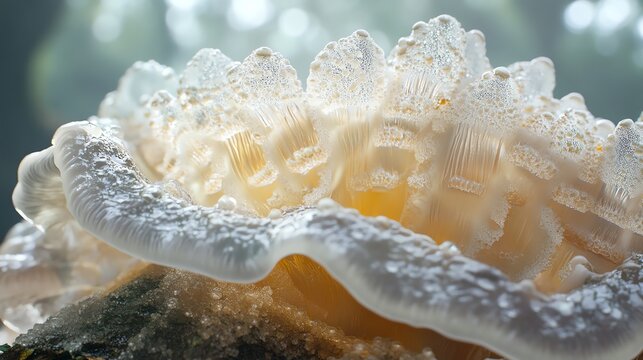 Close Up of Hydnellum Mushroom with Unique Texture and White Edge