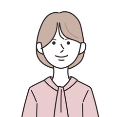 ボウタイを着た横分けボブヘアの女性