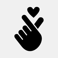 Icon heart symbol with finger hand. South Korea elements. Icons in glyph style. Good for prints, posters, logo, advertisement, infographics, etc.