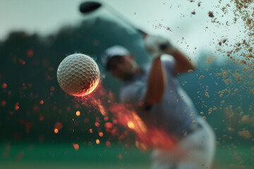 Stunning Macro Action Shot of a Pristine Golf Ball Soaring Mid-Air Toward the Green with Flag in Background — Perfect Timing Capturing Precision, Motion, and the Thrill of the Game in Vibrant Detail