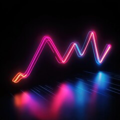 Colorful Neon Waveform on Dark Background with Glowing Effects