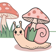 snail with a mushroom