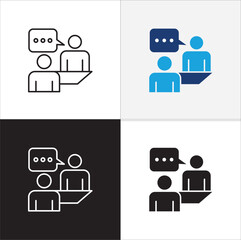 Business training icon. Business coaching icons. Icon symbol compatible for teaching, education, management, seminar, lecture, presentation, meeting, course, workshop. Vector illustration