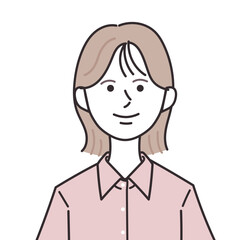 シャツを着た外ハネボブの女性