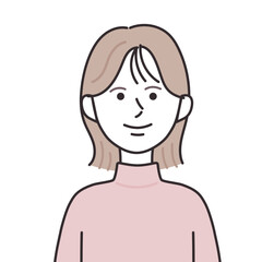 タートルネックを着た外ハネボブの女性