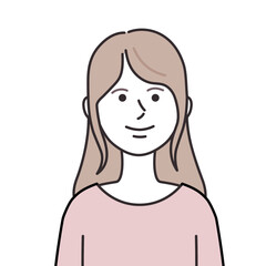 ボートネックを着たロングヘアの女性