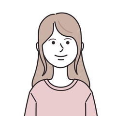 Tシャツを着たロングヘアの女性