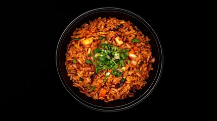 A top-down view of freshly cooked Northern fried rice with crispy vegetables and bold seasonings.