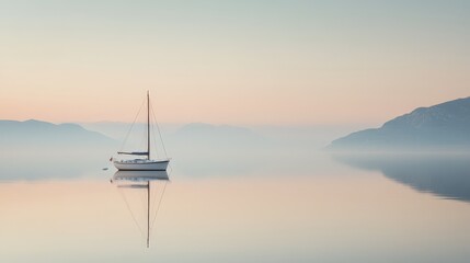 Tranquil sailing experience serene lake photo calm environment peaceful viewpoint no wind concept