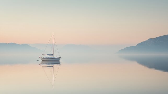 Tranquil sailing experience serene lake photo calm environment peaceful viewpoint no wind concept