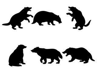 Badger Collection Black Silhouette Vector Design