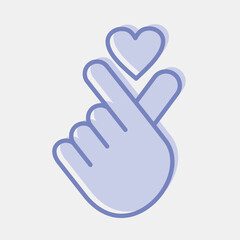 Icon heart symbol with finger hand. South Korea elements. Icons in two tone style. Good for prints, posters, logo, advertisement, infographics, etc.