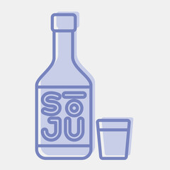Icon soju korean alcohol. South Korea elements. Icons in two tone style. Good for prints, posters, logo, advertisement, infographics, etc.