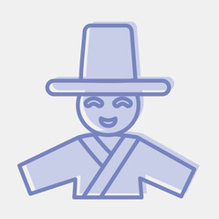 Icon south korean man. South Korea elements. Icons in two tone style. Good for prints, posters, logo, advertisement, infographics, etc.