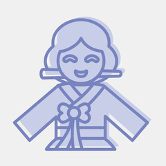 Icon south korean woman. South Korea elements. Icons in two tone style. Good for prints, posters, logo, advertisement, infographics, etc.