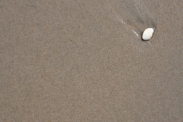 White small pebble on sandy beach in water wave