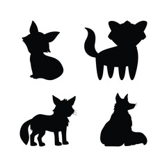 Set of Fox Silhouettes – Cartoon and Stylized Wild Animal Icons