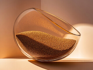 Golden Teff Grains in Simple Glass Bowl