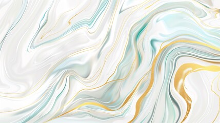 Fototapeta premium Dynamic liquid marble abstract background swirls of gold teal and white ideal for luxury branding fashion blogs or modern desktop wallpapers