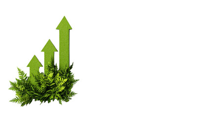 Growth Concept with Green Arrows and Lush Foliage for Nature Theme