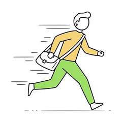 Morning Rush Hurry Commute Walking briskly with a bag, heading to work