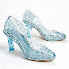 Obraz premium Fashionable transparent women shoes on white background